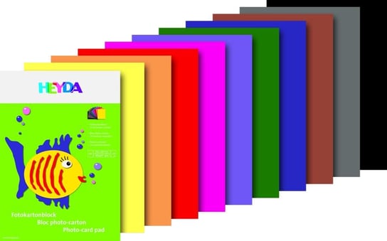 Blok karton kolorowy, format A4, 10 arkuszy Heyda