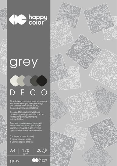 Blok kolorowy Deco Grey, A4, Happy Color Happy Color