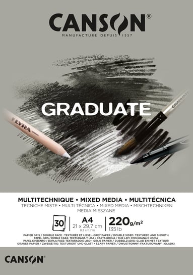 Blok Mix-media Graduate, A4, szary Canson