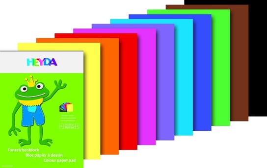 Blok papierów kolorowych, A4, 10 arkuszy Heyda