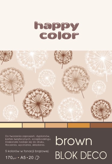 Blok papierów kolorowych, A5, Deco Brown, brązowy Happy Color