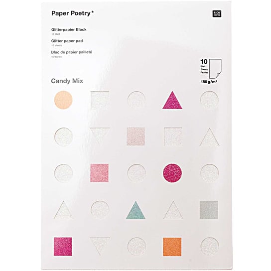 Blok papierów kolorowych, brokatowych, 10 arkuszy Rico Design