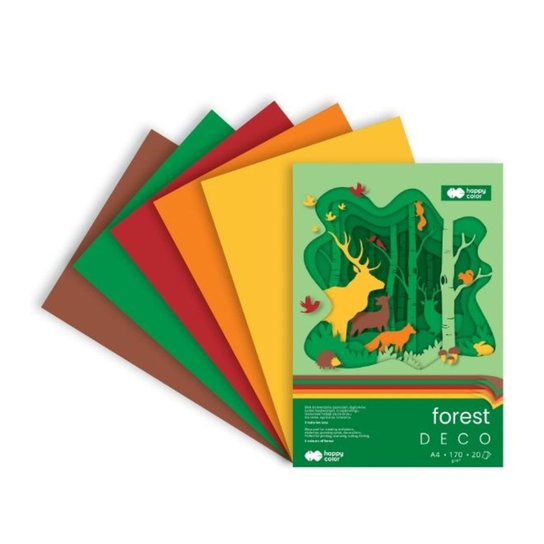 Happy Paper Color Blok papierów kolorowych Happy Color Deco Forest A4 170 g- kolory ...