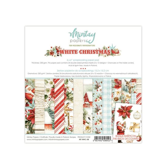 Blok papierów Mintay Papers -  WHITE CHRISTMAS 15x15 Mintay Papers