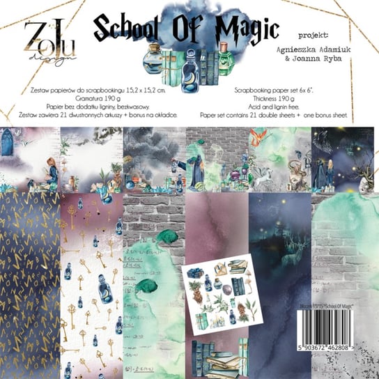 Blok papierów ZoJu Design - SCHOOL OF MAGIC 15x15 ZoJu Design