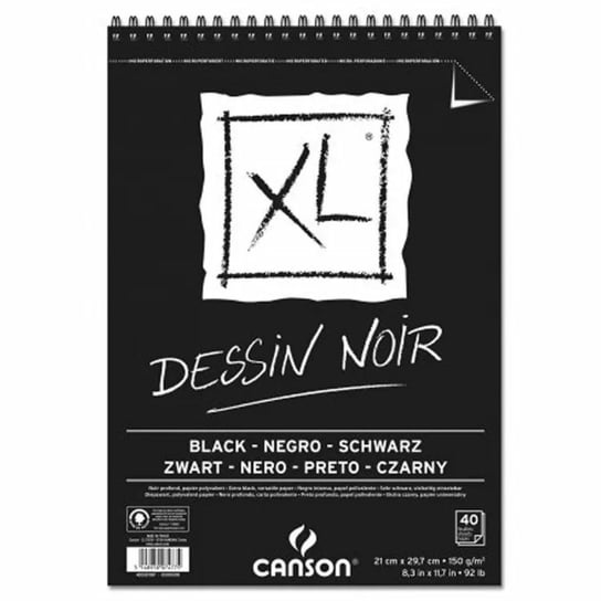 Blok Rysunkowy Czarny Xl Noir A4 40K 150G Na Spirali Canson