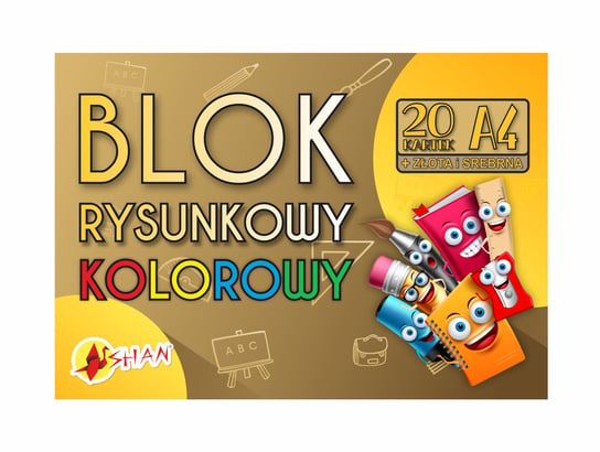 Blok Rysunkowy Kolorowy 20 Arkuszy Złota + Srebrna A4 Shan