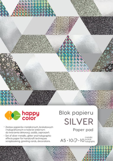 Blok SILVER, A5, 150 - 230 g, 10 arkuszy, Happy Color Happy Color