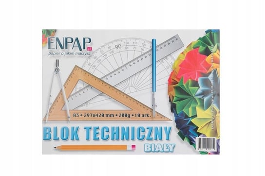 Blok techniczny, A3, biały, 200g ENPAP