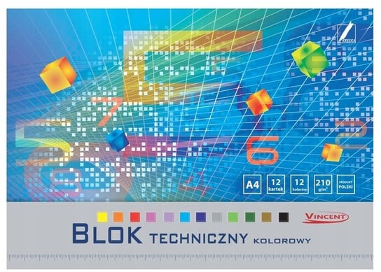 Blok Techniczny Kolor A4 12 K. 210G Vincent, Kreska Kreska