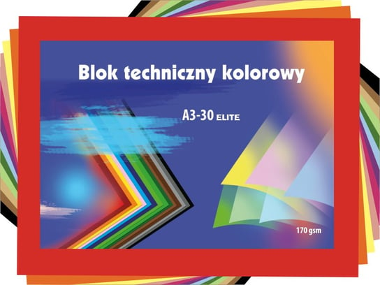 Blok techniczny Kreska Elite kolorowy A3 30 kartek Kreska
