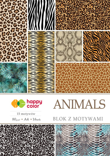 Blok z motywami, Animals, A4, 15+1 ark, Happy Color Happy Color