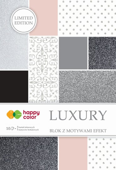 Blok z motywami effect Luxury, srebrny, 20x29 cm, 150-230g, 10 arkuszy Happy Color