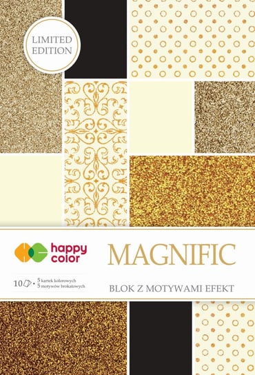Blok z motywami effect Magnific, złoty, 20x29 cm, 150-230g, 10 arkuszy Happy Color