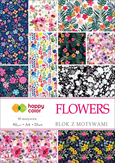 Blok z motywami, Flowers, A4, Happy Color Happy Color