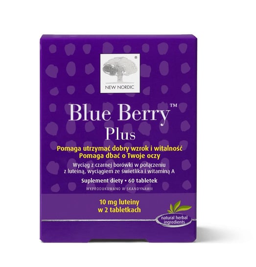 Blue Berry Plus, 10 mg luteiny w 2 tabletkach, 60 tabletek New Nordic Healthbrads