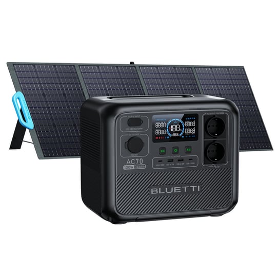 BLUETTI AC70  Generator elektryczny (1000 W/768 Wh) z panelem słonecznym PV200 (200 W), zewnętrzny generator słoneczny, kemping, balkon Bluetti