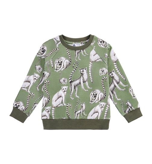 Bluza bawełniana prosta, zielona Lemury - 116/122 TuSzyte