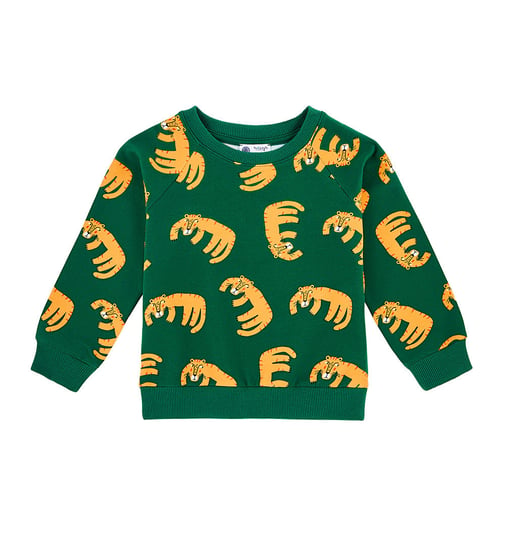 Bluza bawełniana prosta, zielona Tygrysy - 140/146 TuSzyte