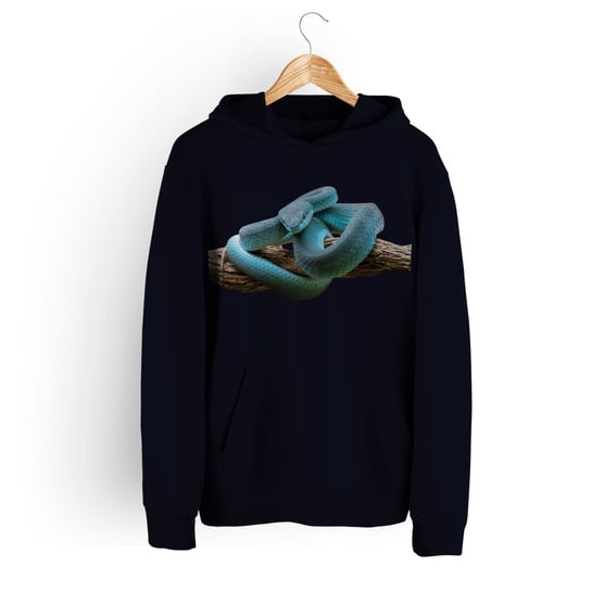 Bluza damska z kapturem wąż pyton niebieski-XL 5made