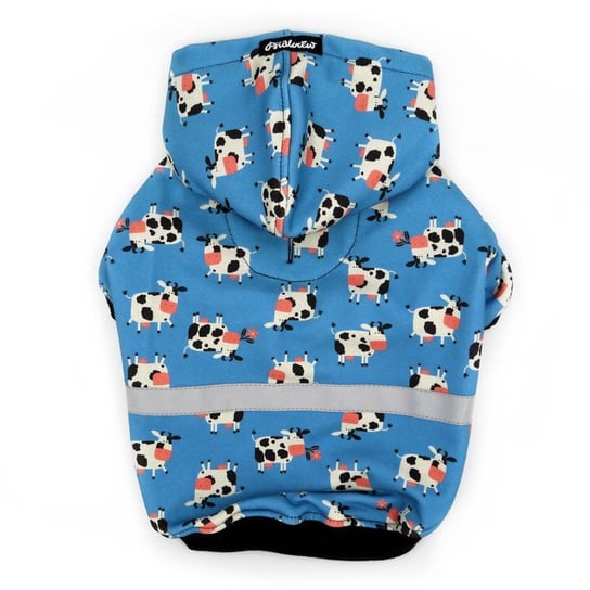 Bluza dla Psa z kapturem Łaciata Krówka, odblaskowy element, wzór żabki-L Psiakrew