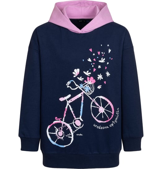 Bluza Dziecięca Dziewczęca dresowa Kangurka z Kapturem rower 122  Endo Endo