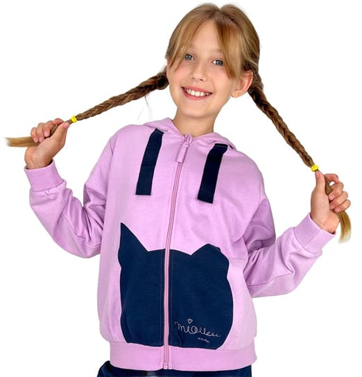 Bluza Dziecięca Dziewczęca dresowa Rozpinana z Kapturem 116 Kot różowa Endo Endo