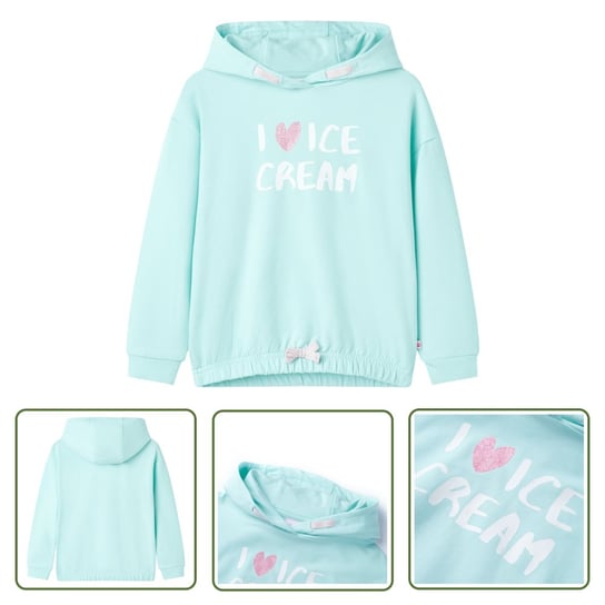 Bluza dziecięca z kapturem - błękitna - 128 - Bluza Dziewczęca The Living Store