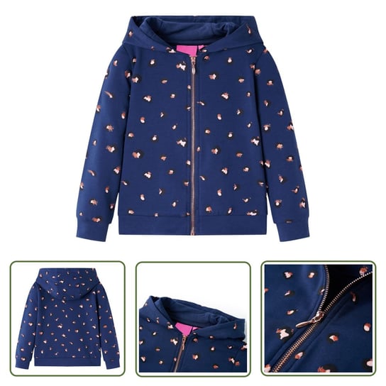 Bluza dziecięca z kapturem - granatowa - 92 - Bluza Dziewczęca The Living Store