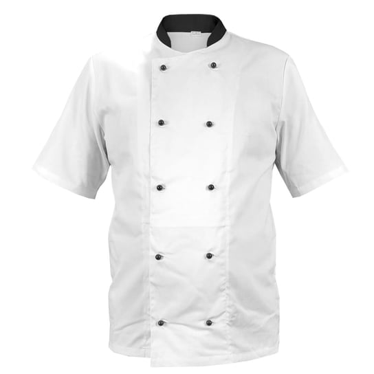 Bluza kucharska biała stójka czarna rękaw krótki Mg12rk M M&C