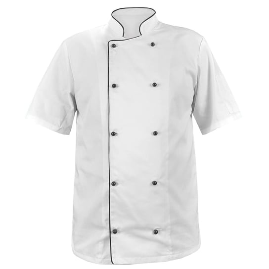 Bluza kucharska biała z czarną lamówką, kitel rękaw krótki S M&C