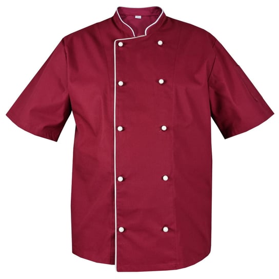 Bluza kucharska bordowa z białą lamówką, rękaw krótki XL M&C