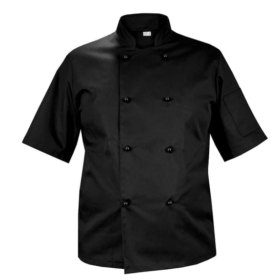 Bluza kucharska czarna kitel rękaw krótki czarne guziki S M&C