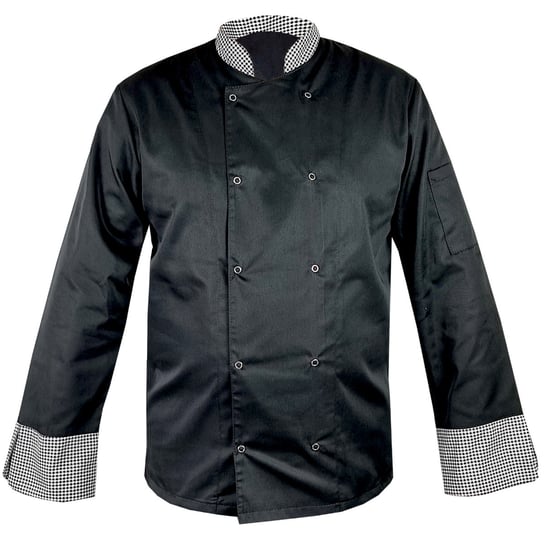 Bluza kucharska czarna pepitka długi rękaw napy roz. S M&C