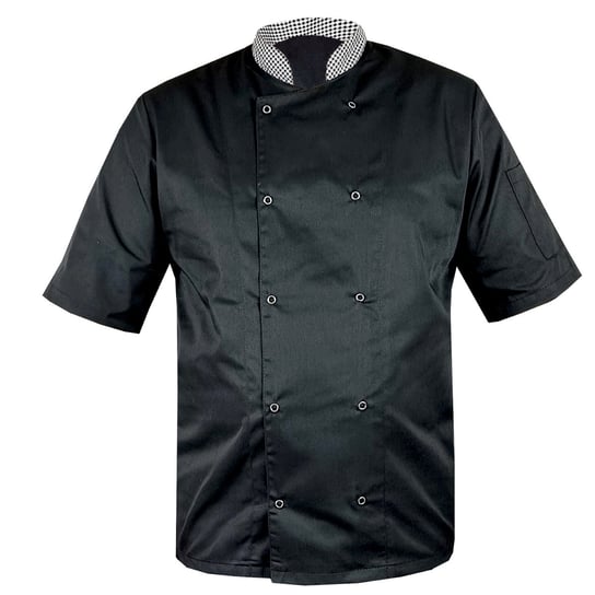 Bluza kucharska czarna pepitka krótki rękaw napy roz. XL M&C