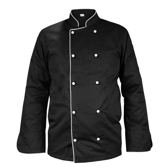 Bluza kucharska czarna z lamówką, rękaw długi Mg13rd S M&C