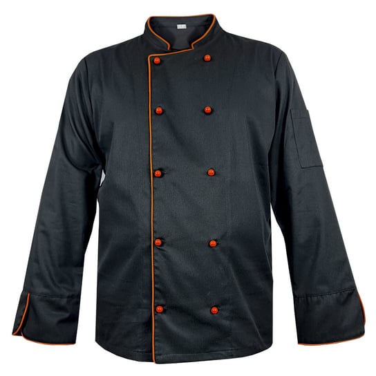 Bluza kucharska czarna z pomarańczową lamówką, rękaw długi L M&C