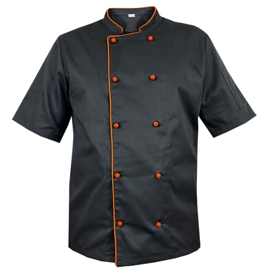 Bluza kucharska czarna z pomarańczową lamówką, rękaw krótki L M&C