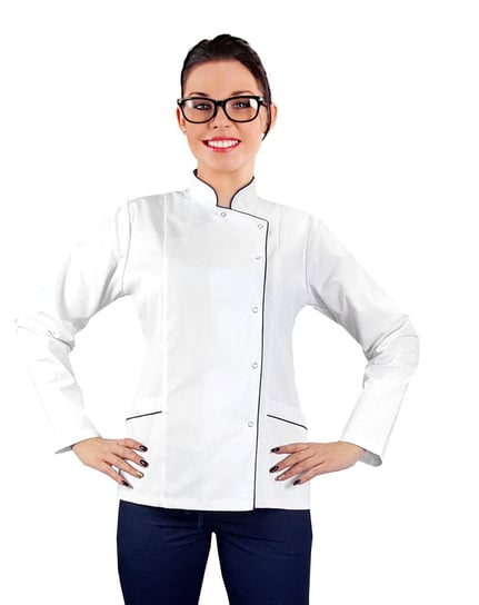 Bluza kucharska damska, kitel biały długi rękaw na zatrzaski 34 M&C