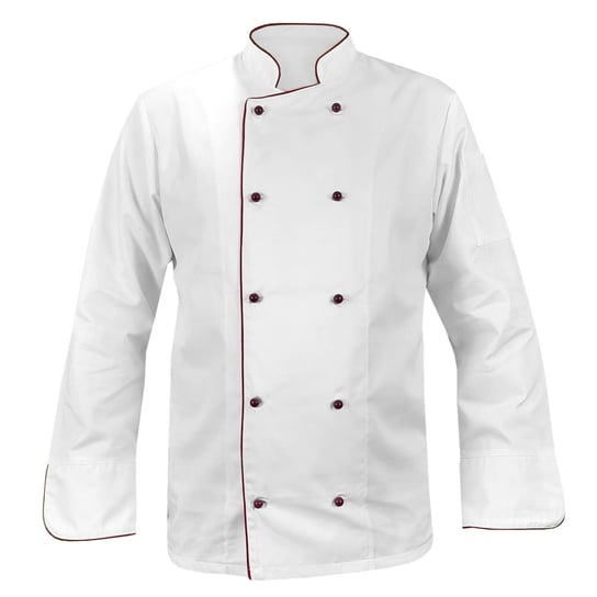 Bluza kucharska, kitel biały z lamówką bordową długi rękaw XXL M&C