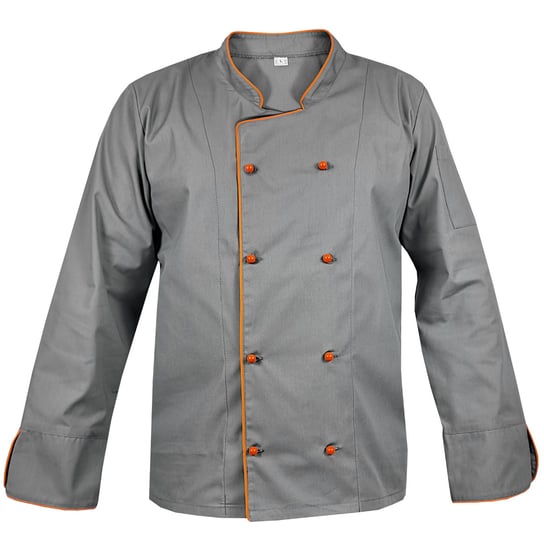 Bluza kucharska szara z pomarańczową lamówką, rękaw długi L M&C