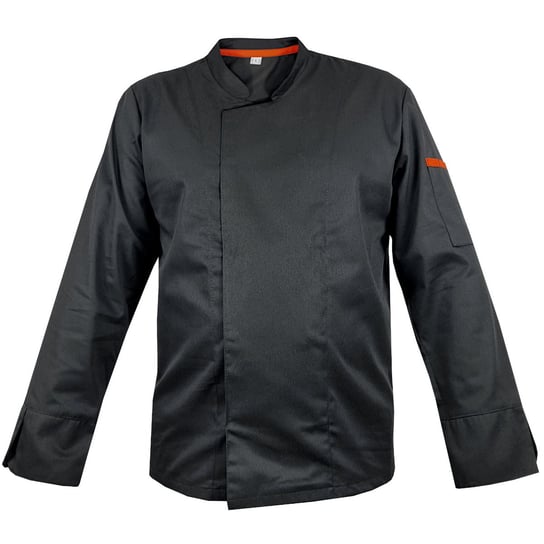 Bluza kucharska szefa kuchni czarna z zakrytym zapięciem i pomarańczowymi wstawkami, rękaw długi 3XL M&C