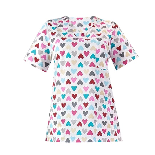 Bluza medyczna damska fartuch kolorowy wzorek 1014 L M&C