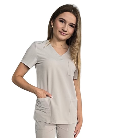 Bluza medyczna jasny beż casual premium roz. L M&C