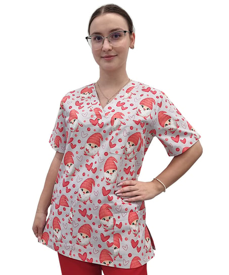 Bluza medyczna świąteczna bawełna 100% wzór W2 roz. XS M&C