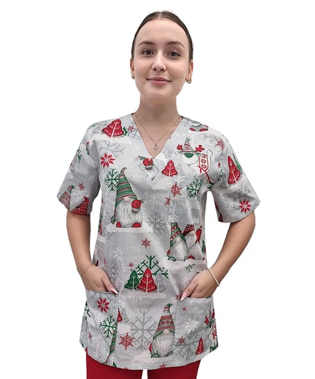 Bluza medyczna świąteczna bawełna 100% wzór W9 roz. M M&C