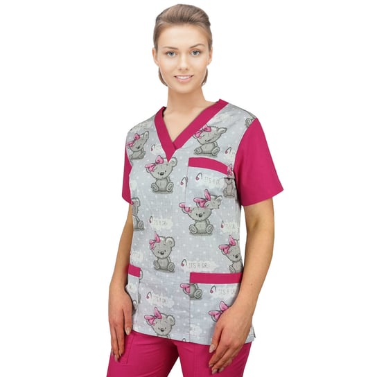 Bluza medyczna we wzorek CLINIC BLOOM W1 roz. M M&C