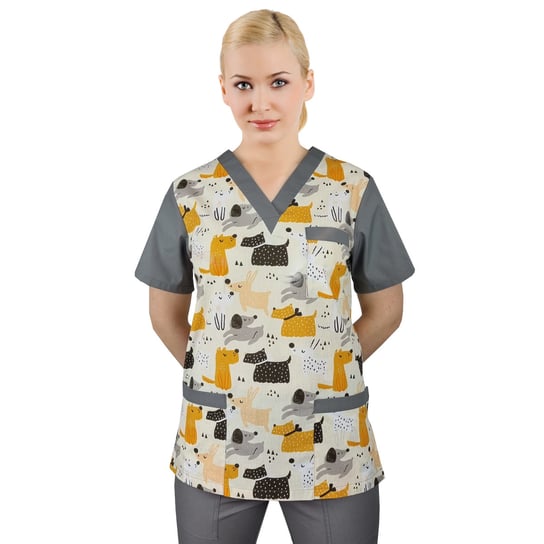 Bluza medyczna we wzorek CLINIC BLOOM W3 roz. XL M&C