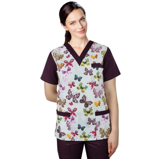 Bluza medyczna we wzorek CLINIC BLOOM W4 roz. S M&C