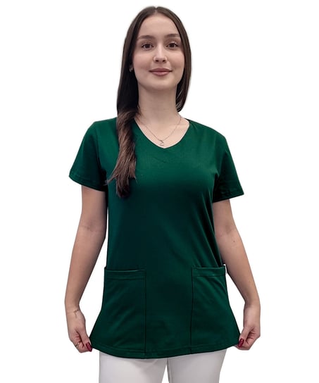 Bluza medyczna zielona butelka elastyczna bawełna roz. 3XL M&C